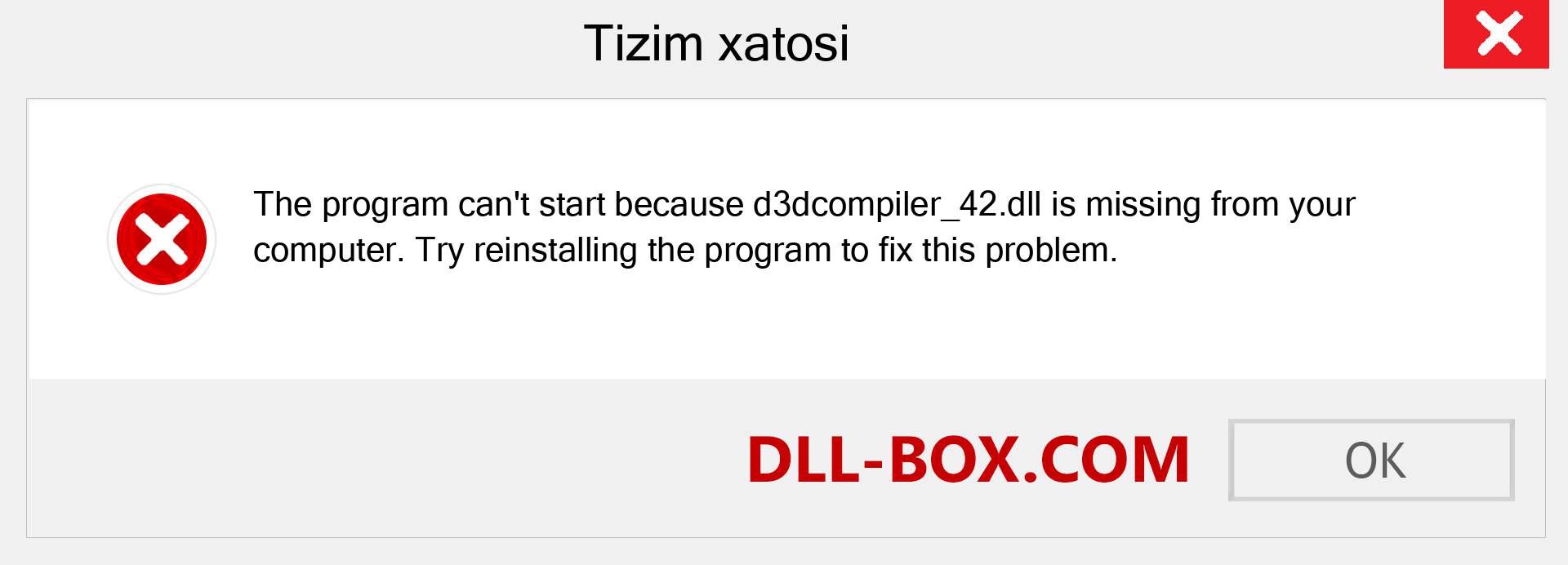 d3dcompiler_42.dll fayli yo'qolganmi?. Windows 7, 8, 10 uchun yuklab olish - Windowsda d3dcompiler_42 dll etishmayotgan xatoni tuzating, rasmlar, rasmlar